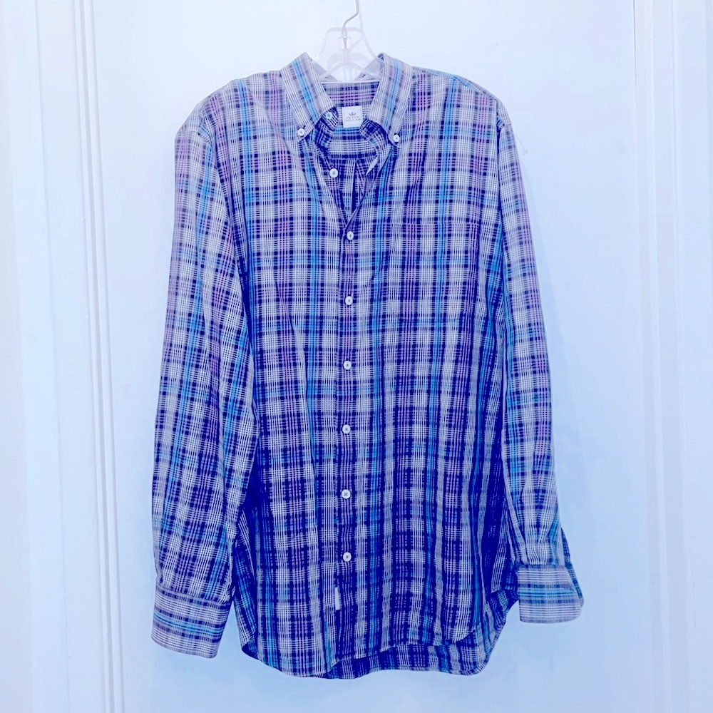 Peter Millar plaid cotton button down shirt size Large